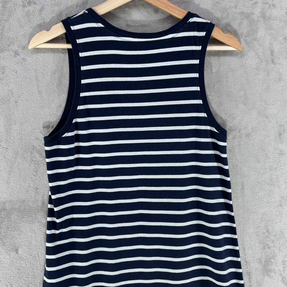 Pact Organic Cotton Navy Blue & White Striped V-Neck Tank Dress Size S - Picture 5 of 8